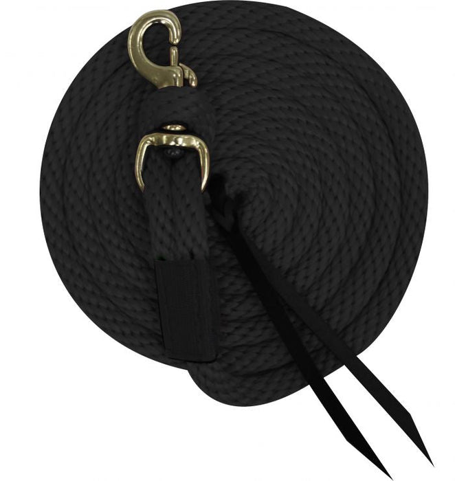 BLACK 5/8" x 10' Deluxe poly lead with removable brass snap and leather ends.