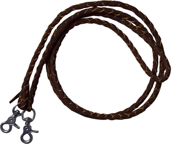 5835 - Leather Braided Roping Reins/DARK BROWN OIL