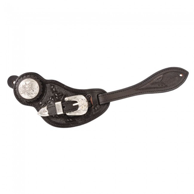 ROYAL KING FLORAL SPUR STRAPS WITH SILVER - DARK OIL