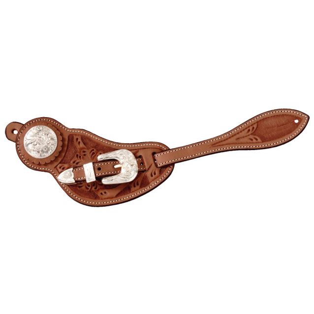 ROYAL KING FLORAL SPUR STRAPS WITH SILVER - MEDIUM OIL