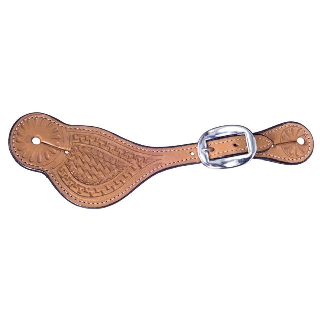 TOUGH1 BASKET STAMP SHAPED SPUR STRAPS - LIGHT OIL