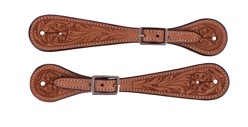 Showman ® Men's Argentina Cow Leather Spur Straps with LIGHT Floral Tooling