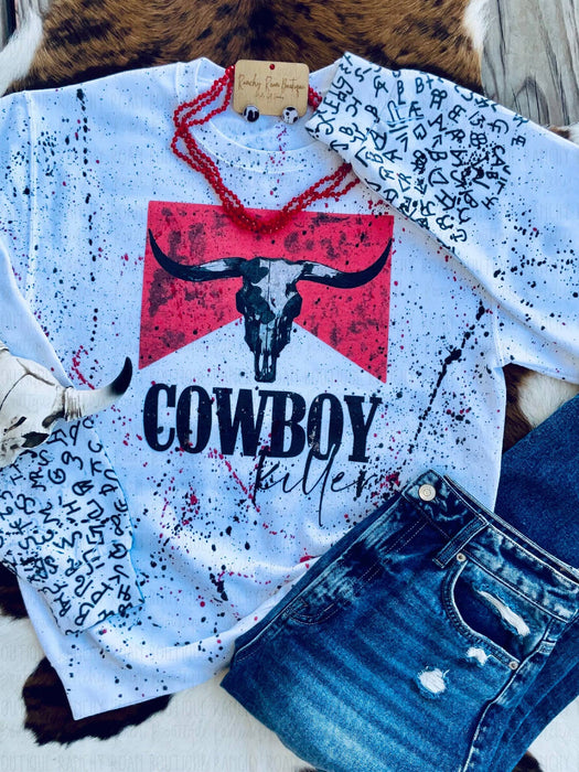Distressed Cattle Cowboy Killer Western Sweatshirt-SMALL