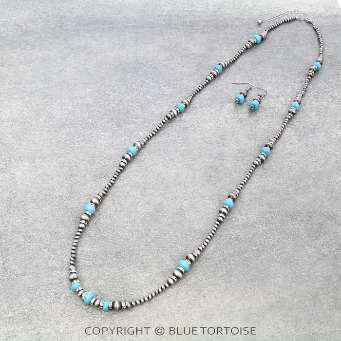Navajo Style Pearl & Bead Necklace Set