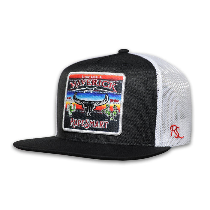 ROPESMART SARAPE MAVERICK PATCH BLACK TRUCKER CAP