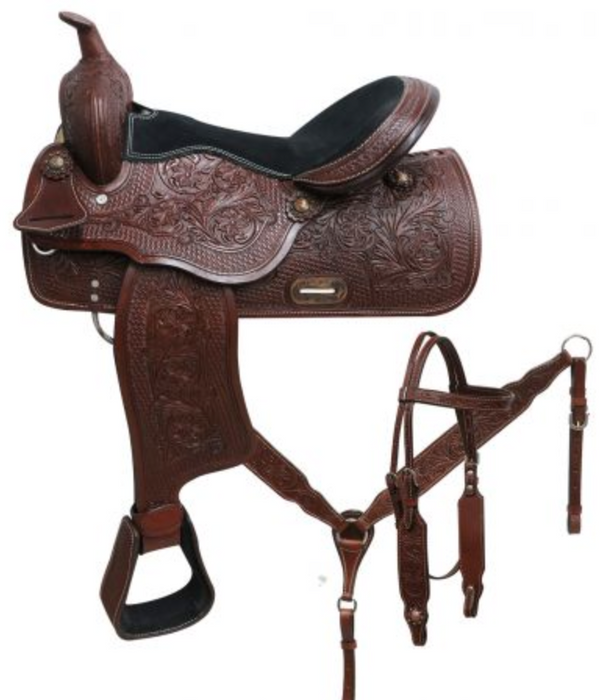 16' Economy Pleasure Style Saddle Set w/ Florar and Basket Tooling