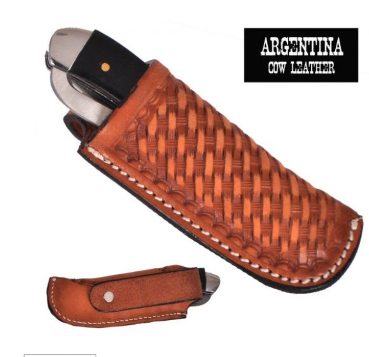 Showman Argentina Cow Leather Basketweave Tooled Sheath