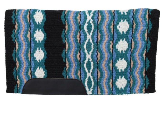 Showman 34" x 40" Heavy Woven Wool, Single Ply Saddle Blanket - Deep Blues