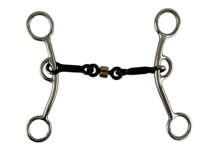 Showman 5" Stainless Steel JR Cow-horse bit with Sweet Iron Mouth and Copper Roller