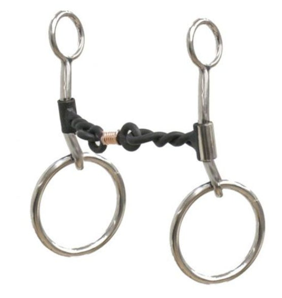 Showman Stainless steel sliding 5" twisted sweet iron mouth bit with copper wrapped dog bone