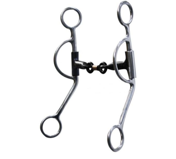Showman stainless steel sweet iron training snaffle with copper wrapped dogbone 5-1/4" mouth and 7-3/4" cheek
