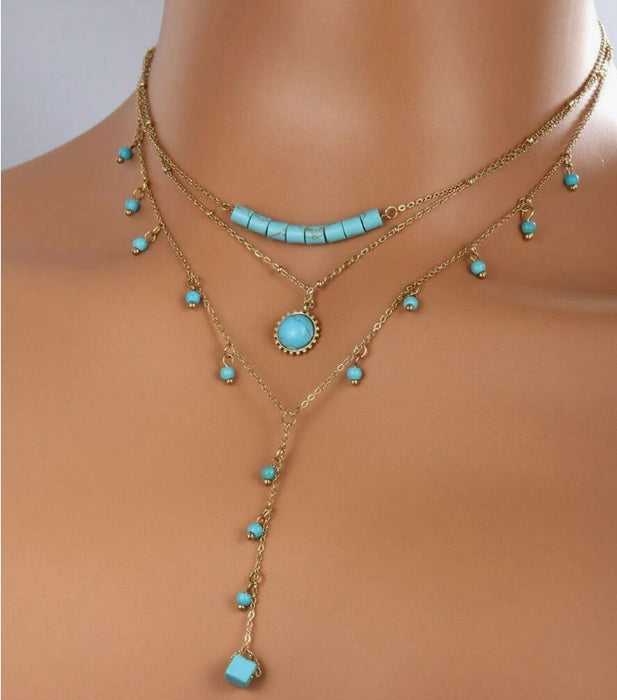 Multi-layer turquoise pendant