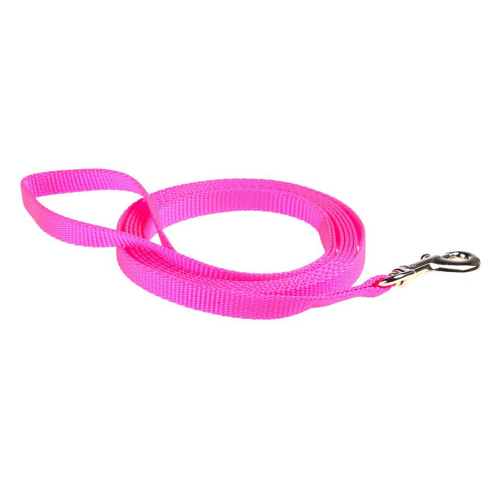 1" DOUBLE LAYER NYLON LEASH 6' HOT PINK