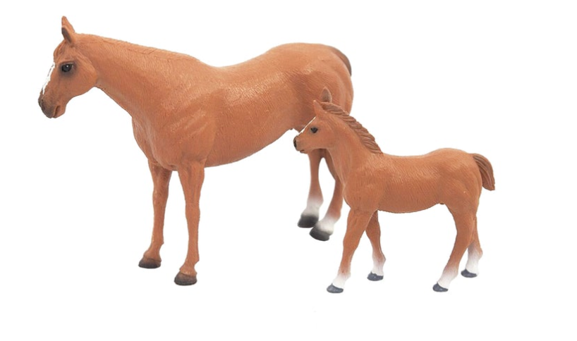 QUARTER HORSE MARE & COLT W/BOX