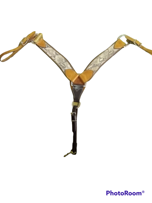 BCW-2 3/4 Choco/Gold snake breast collar