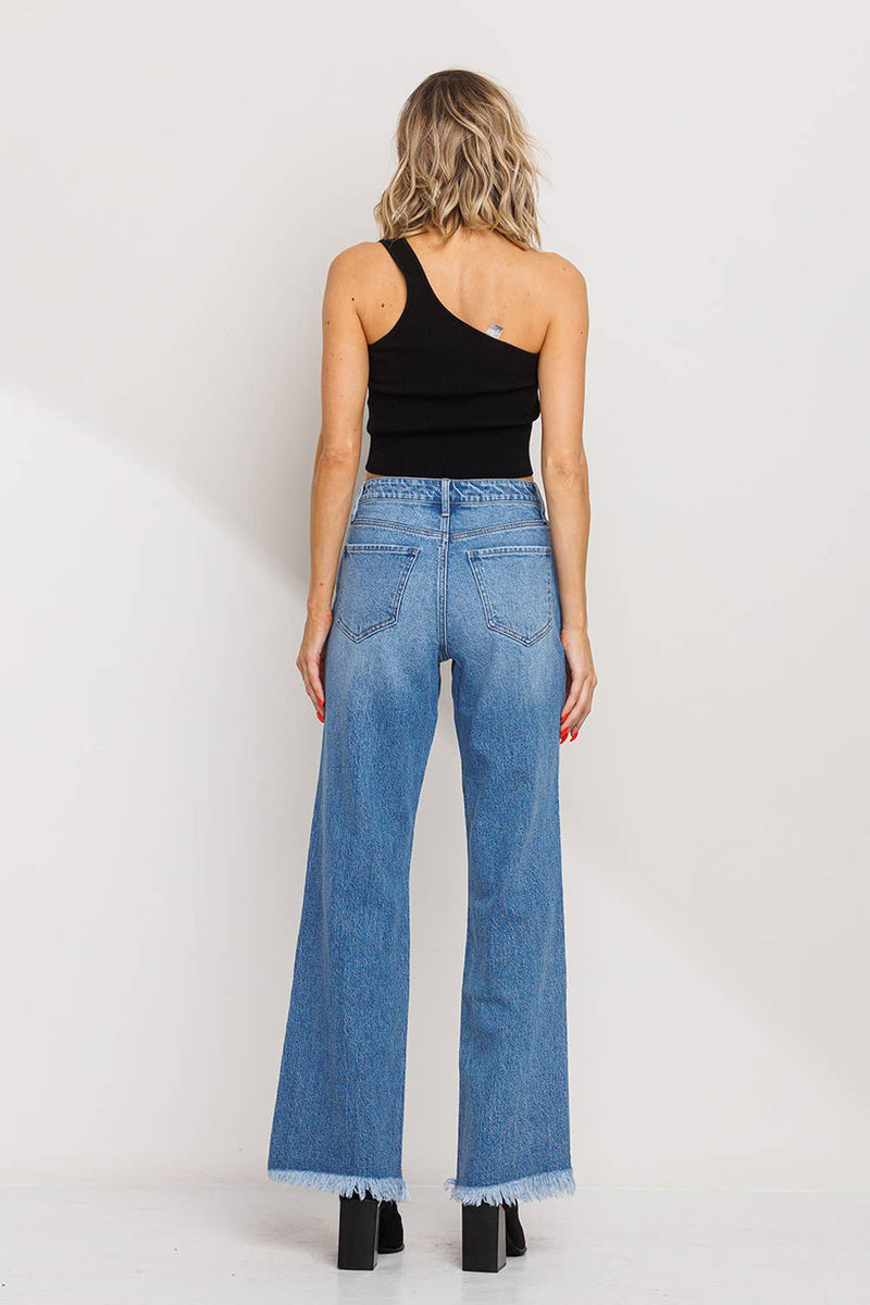 High Rise Wide Leg Jeans - Medium Wash
