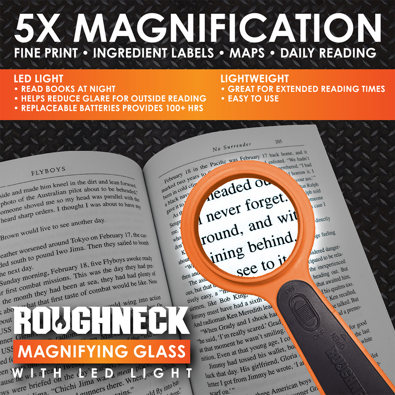 Roughneck Magnifying Glass with LED Light - 6 Piece Display