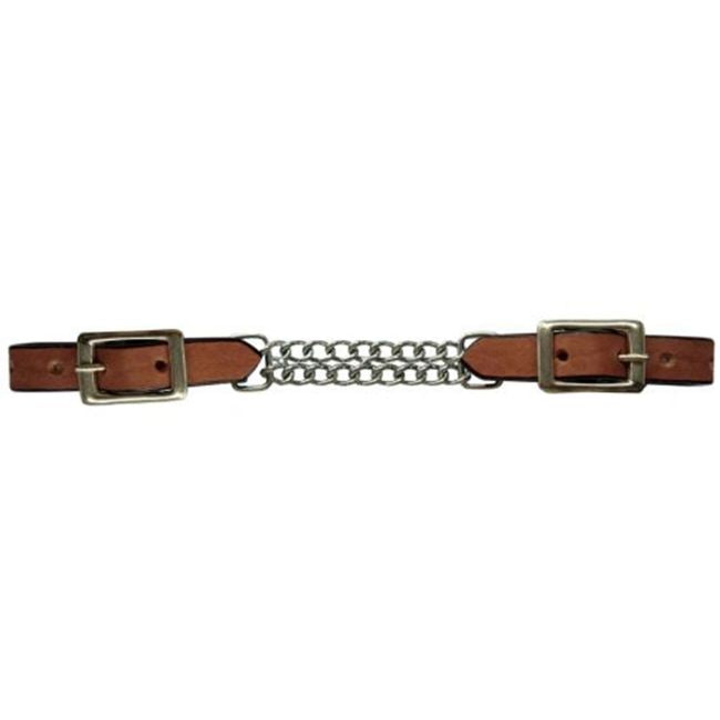 Showman Leather Curb with Double Chain - MEDIUM BROWN