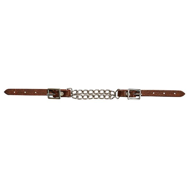 Showman Argentina Cow Leather Double Chain Curb Strap - DARK BROWN