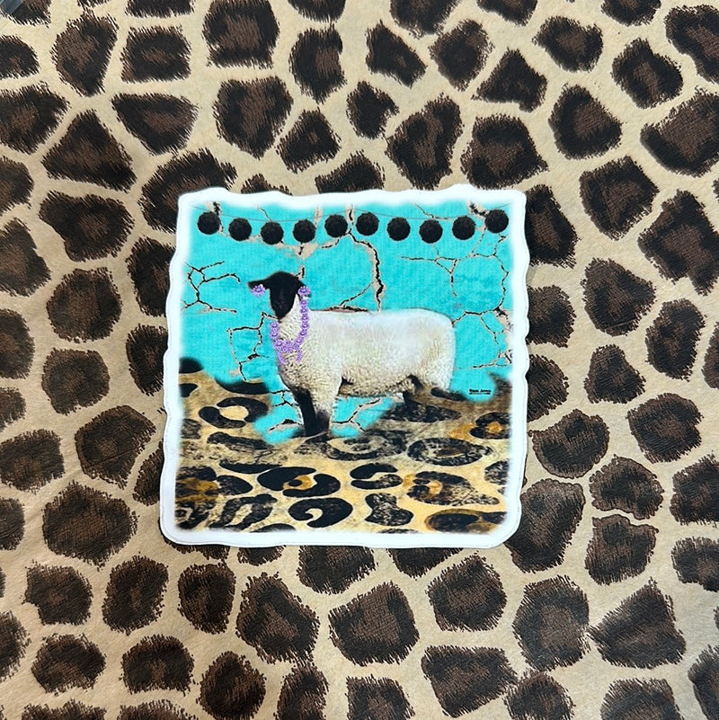 Show Lamb Sticker w/pink