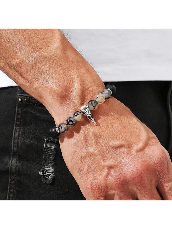 Men Skeleton Decor Beaded Bracelet