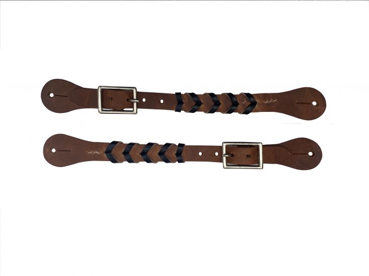 Showman Argentina Cow Leather Braided Ladies Spur strap with accent leather color and buckles