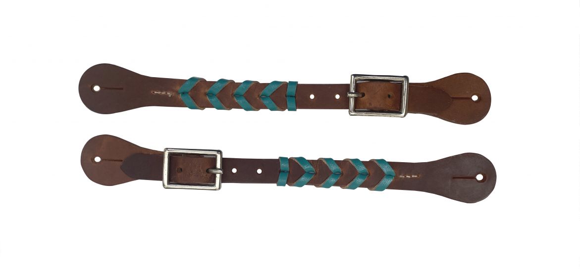 Showman Argentina Cow Leather Braided Ladies Spur strap with accent leather color and buckles