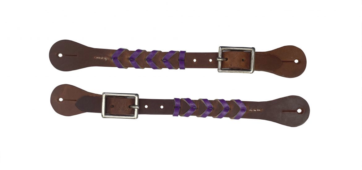 Showman Argentina Cow Leather Braided Ladies Spur strap with accent leather color and buckles