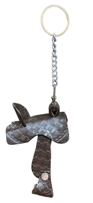 Brown Leather Saddle Keychain