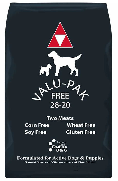 Valu-Pak Free 28-20 Performance Gluten Free Dry Dog Food for Active Dogs (Black Bag) 50 LB