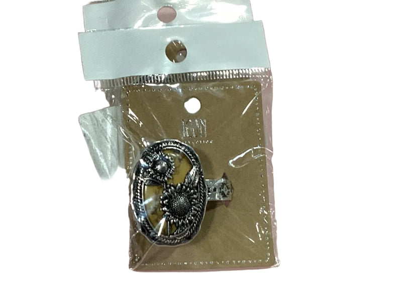 Western sunflower cutout Oval Stretch Ring