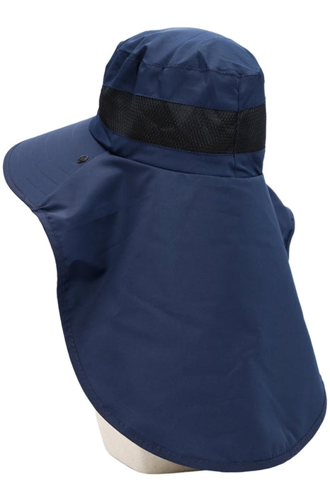 Dark Neutral Wide Brim Poly Fabric Mesh Sun Visor/NAVY BLUE