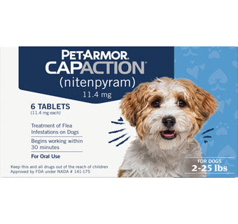 PETARMOR® CAPACTION® (NITENPYRAM) ORAL FLEA CONTROL DOGS 2-25 LB 11.4 MG 6/BOX