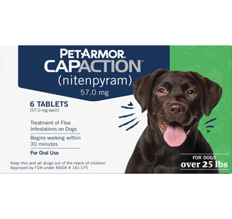 PETARMOR® CAPACTION® (NITENPYRAM) ORAL FLEA CONTROL DOGS 25.1-125LB 57MG 6/PKG