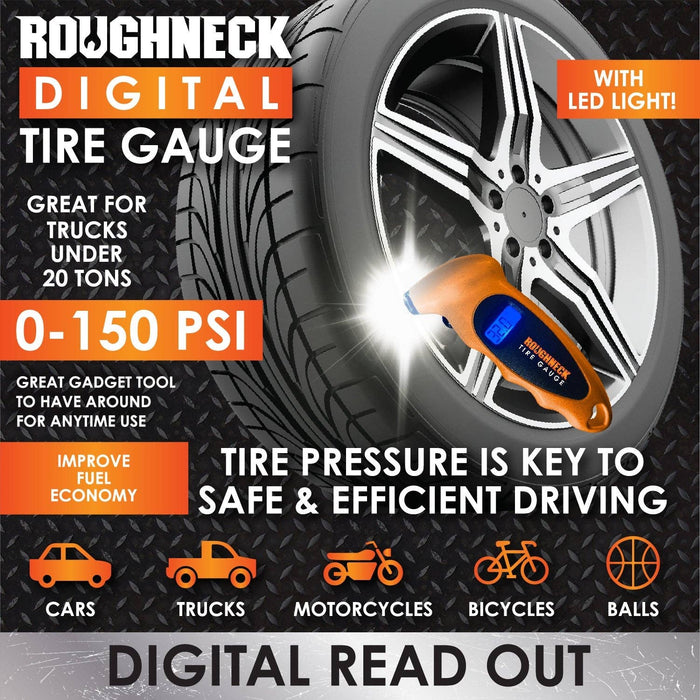 Roughneck Digital Tire Gauge & LED Light - 4 Piece Display