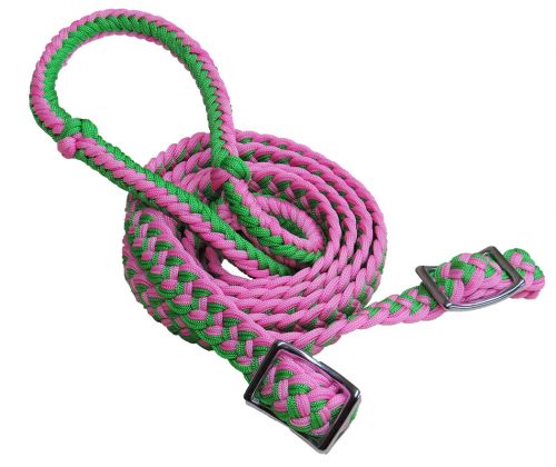 Showman 7' Long Braided Nylon Barrel Reins With Easy Grip Knots - 27109-2