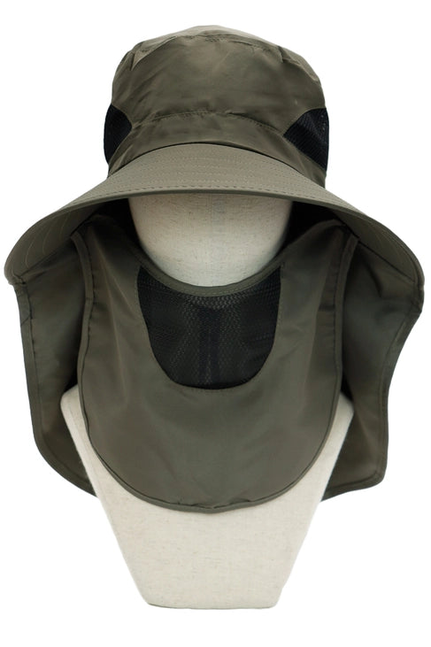 Dark Neutral Wide Brim Poly Fabric Mesh Sun Visor/OLIVE