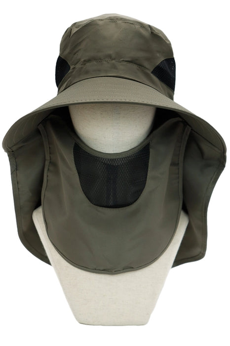 Dark Neutral Wide Brim Poly Fabric Mesh Sun Visor/OLIVE