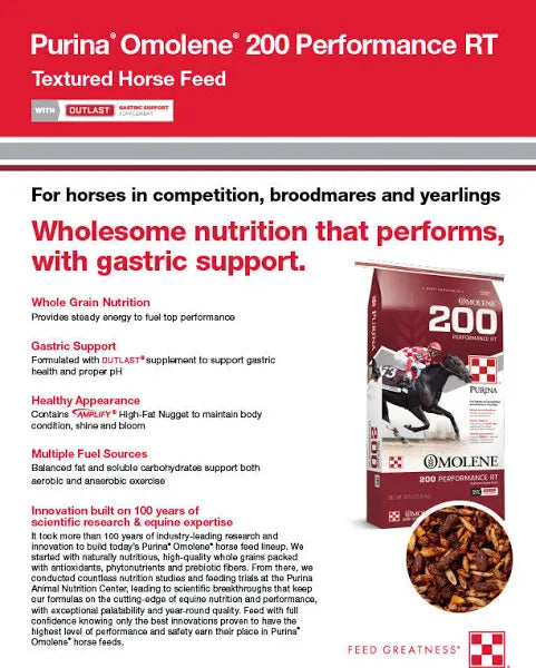 Race Track Purina® Omolene® #200 RT Performance Horse Feed