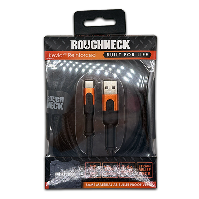 Roughneck Soft Cloth USB - USB-C Cable 10FT 2.4 Amp