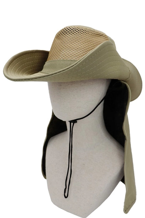 Fisherman Hat with Extra Wide Neck Cover|BLACK