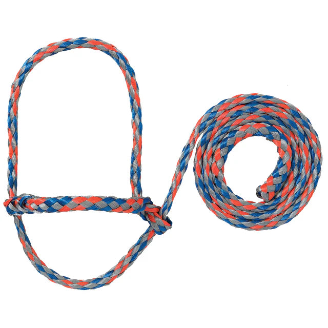 Poly Rope Halter BLUE  ORANGE GREY