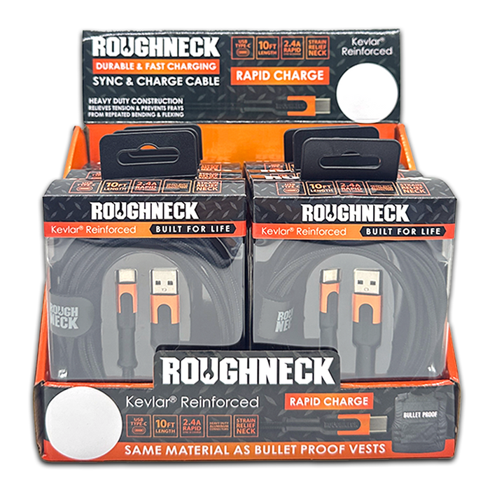 Roughneck Soft Cloth USB - USB-C Cable 10FT 2.4 Amp