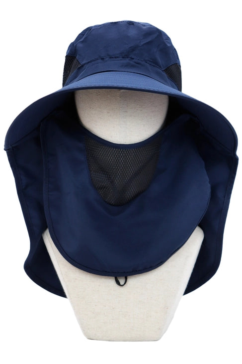 Dark Neutral Wide Brim Poly Fabric Mesh Sun Visor/NAVY BLUE