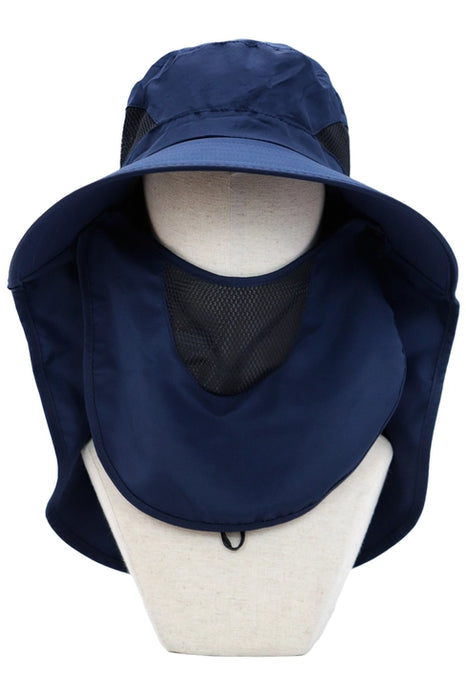 Dark Neutral Wide Brim Poly Fabric Mesh Sun Visor/NAVY BLUE