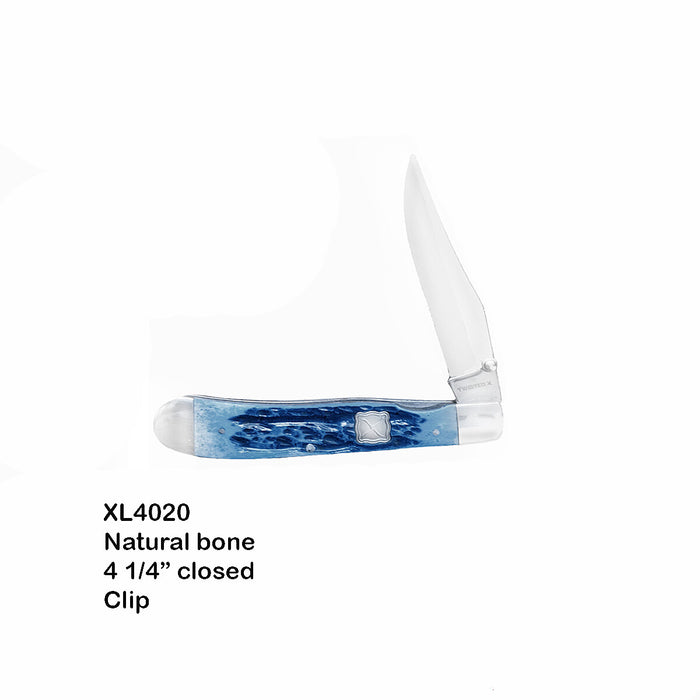 TWISTED X  KNIFES- 4 1/4" DBL SS BLD BLUE , CLIP