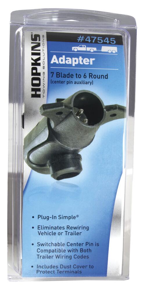 Hopkins Towing Solutions® 7-Blade to 6-Round Adapter with Center Pin Auxiliary
