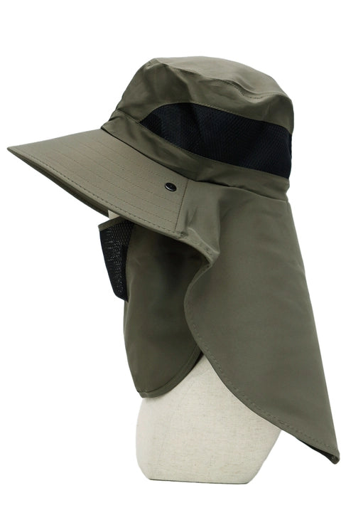 Dark Neutral Wide Brim Poly Fabric Mesh Sun Visor/OLIVE