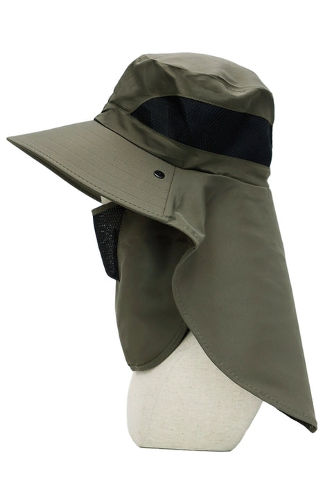 Dark Neutral Wide Brim Poly Fabric Mesh Sun Visor/OLIVE