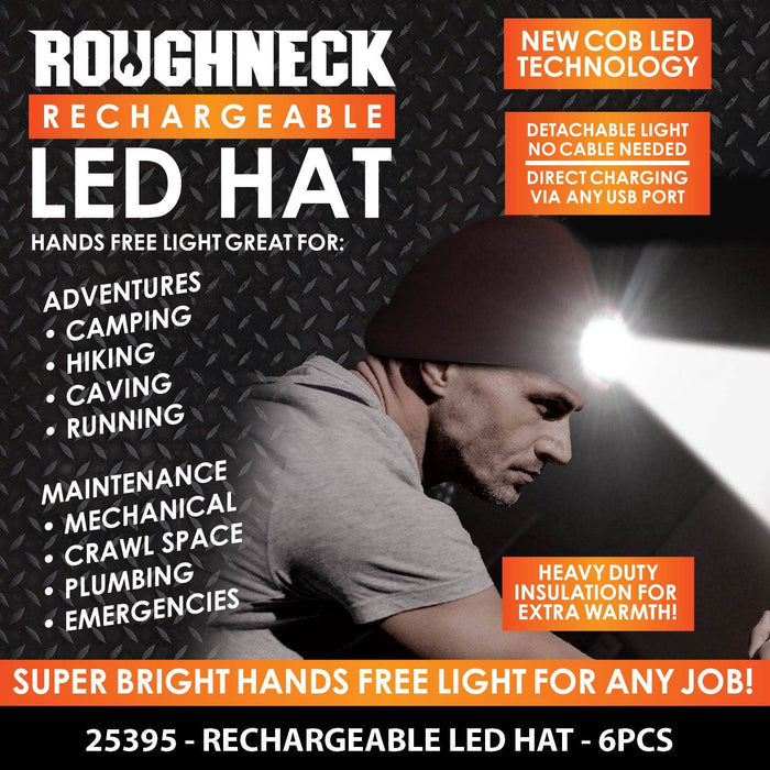 Roughneck LED Light Winter Hat Beanie Assortment- 6/Display